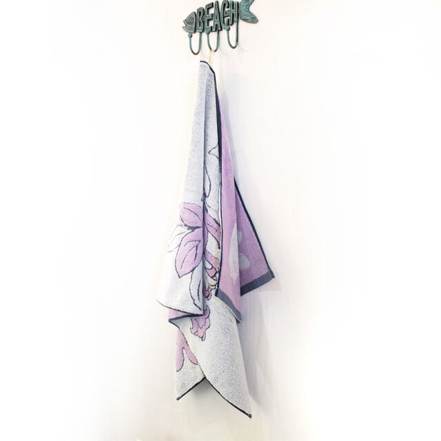 キャシーマム ハワイアンキルト柄 バスタオル エンゼルストランペット ホワイト 60cm×120cm