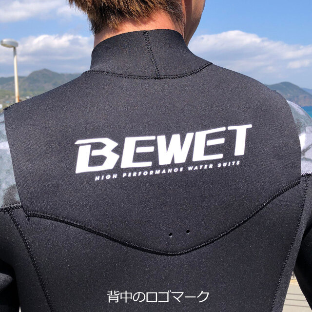 メンズウェットスーツ 3mmALL ビーウェット フルスーツ オーシャン フロントカバー ノンジップモデル BEWET OCEAN