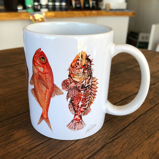 cicada 赤いお魚 マグカップ 大 ラッセル ウィルス 金目鯛 カサゴ 伊豆