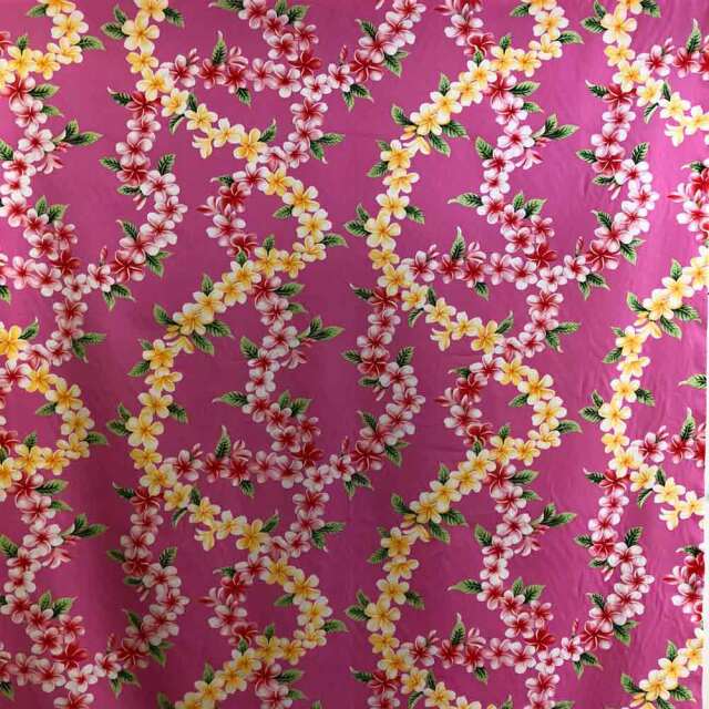 ハワイアン生地 プルメリア レイ ピンク 南国 トロピカル