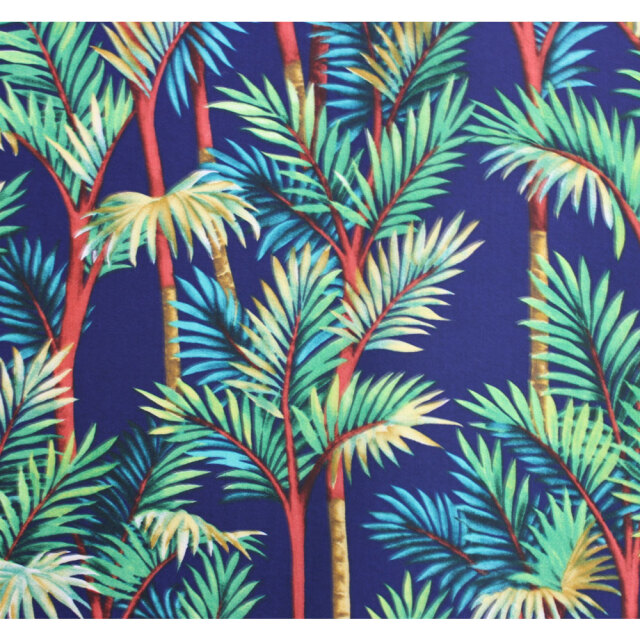 ハワイアン生地 ブルー ヤシ パーム