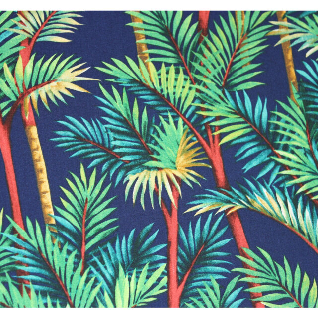 ハワイアン生地 ブルー ヤシ パーム