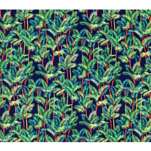 ハワイアン生地 ブルー ヤシ パーム