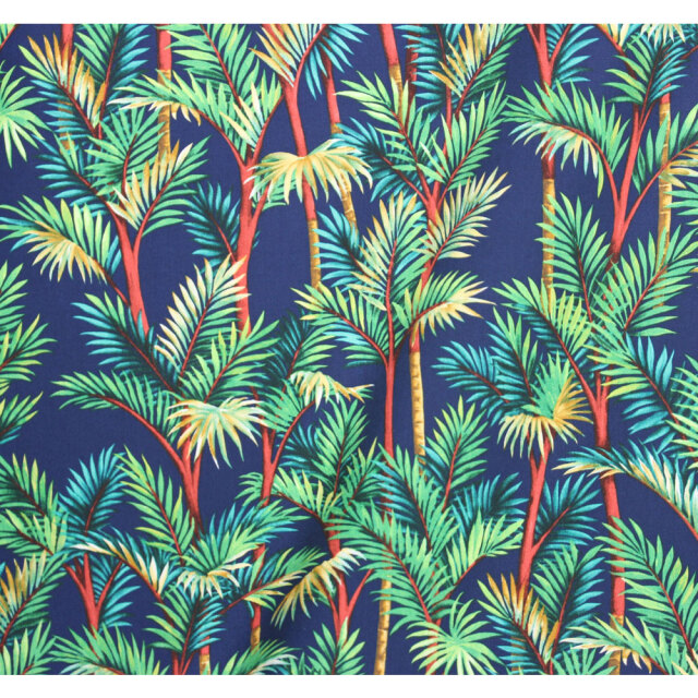 ハワイアン生地 ブルー ヤシ パーム