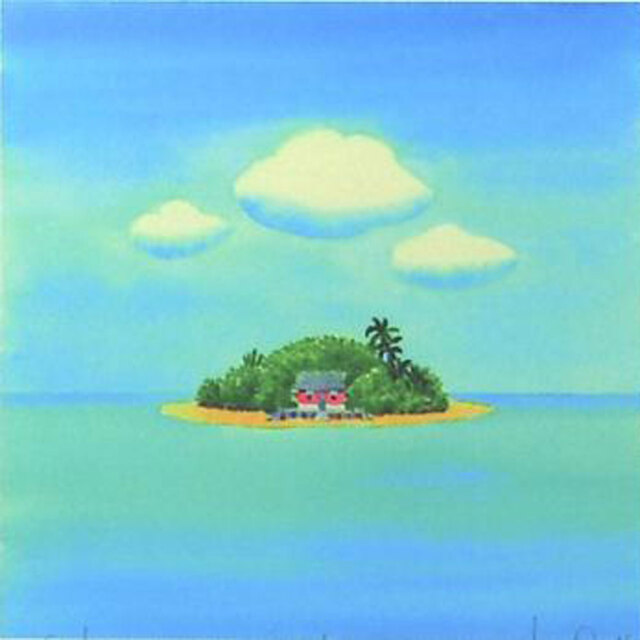 栗乃木ハルミ イラストフレームセット 小さい島 額入り絵画 268×268mm Bタイプ hk0024