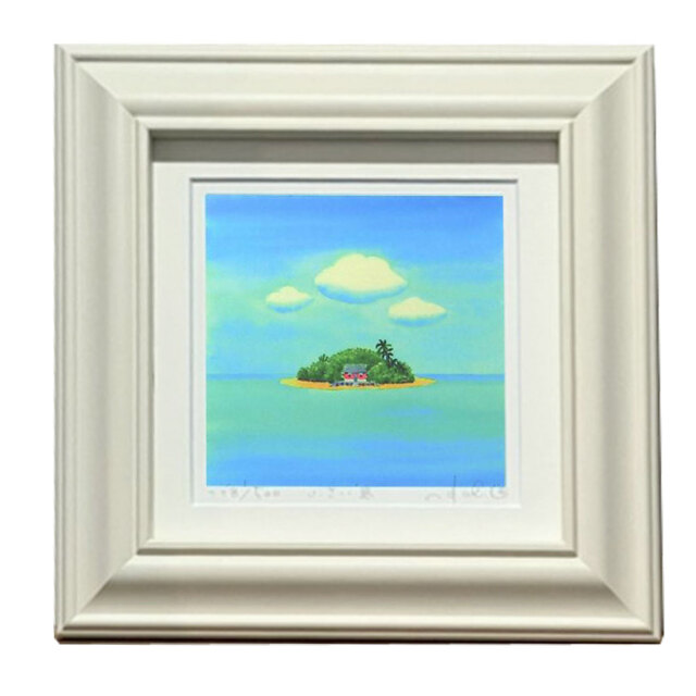 栗乃木ハルミ イラストフレームセット 小さい島 額入り絵画 268×268mm Bタイプ hk0024