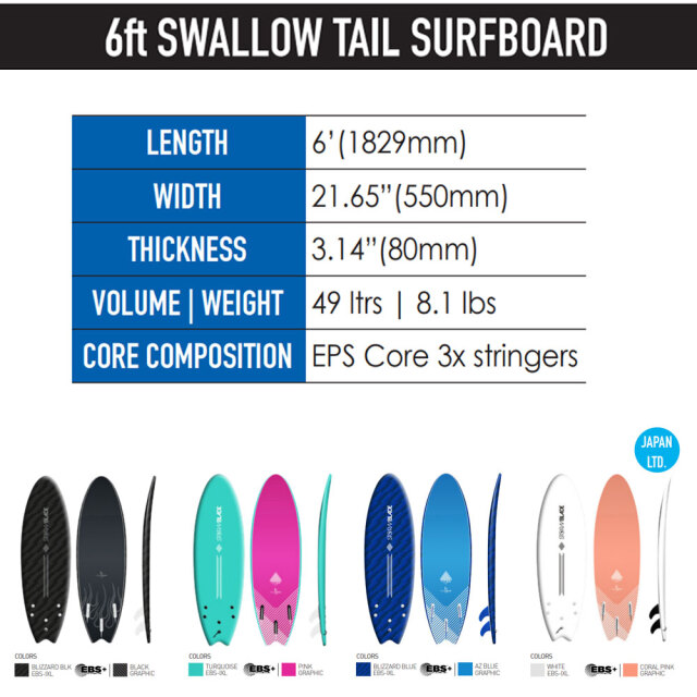 ソフトボード ストームブレード スワローテールサーフボード 6’0 STORM BLADE 6ft SWALLOW TAIL SURFBOARD ソフトサーフボード