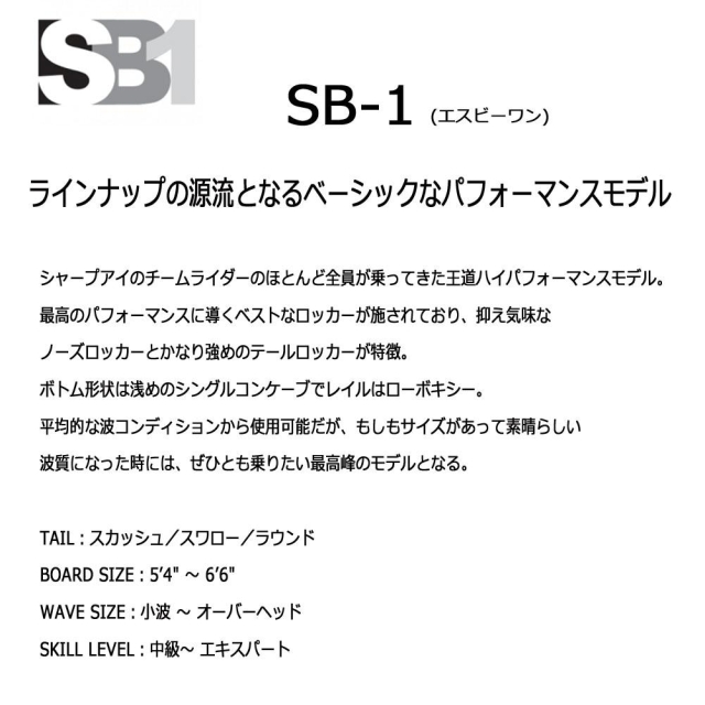 ショートボード シャープアイ エスビーワン 5'10 テールカーボンパッチ仕様 3FIN SHARPEYE SB1 sb1510