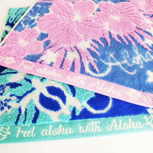マエマエハンドタオル ハンカチ タオル2枚セット ピンク ハイビスカス