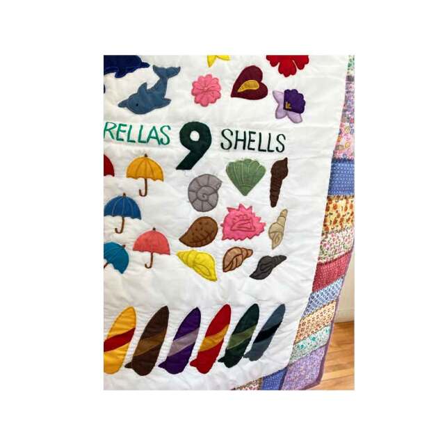 ハワイアンキルト ベビーブランケット 数字 ナンバー柄 パッチワーク風 マルチ