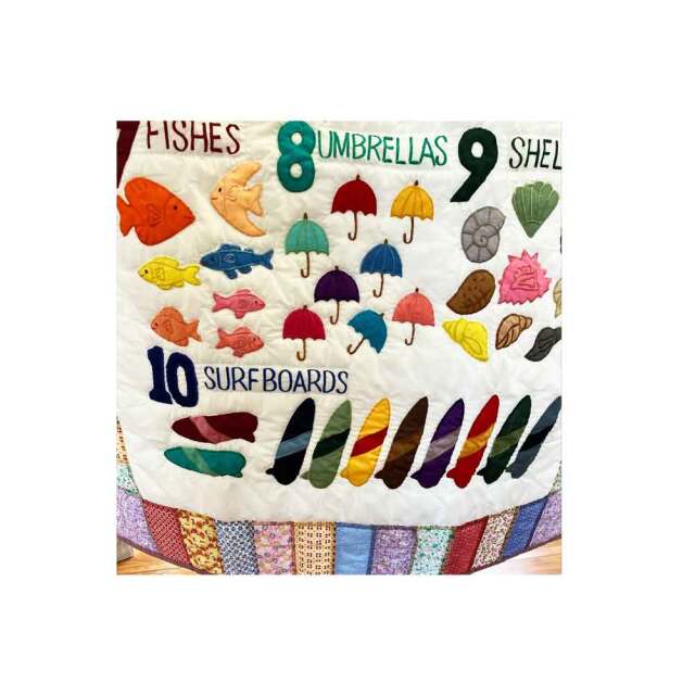 ハワイアンキルト ベビーブランケット 数字 ナンバー柄 パッチワーク風 マルチ