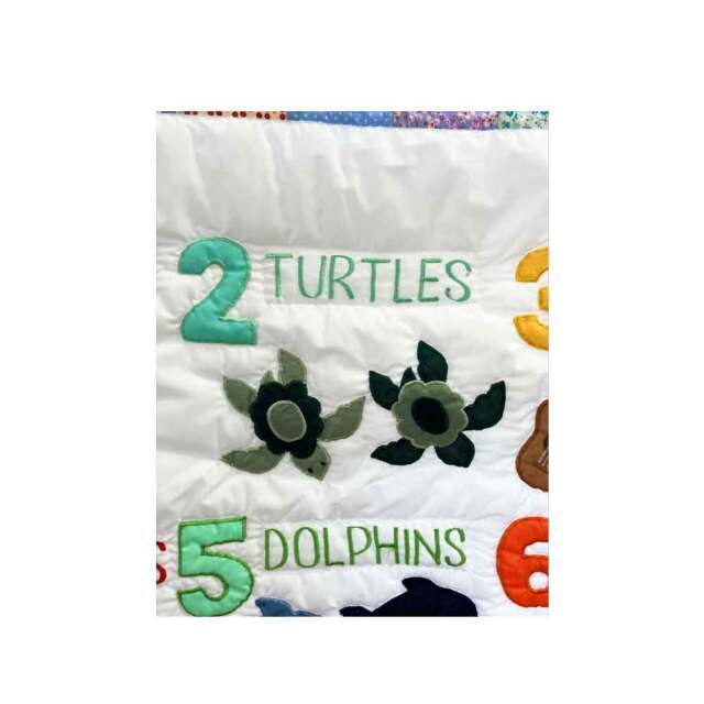 ハワイアンキルト ベビーブランケット 数字 ナンバー柄 パッチワーク風 マルチ