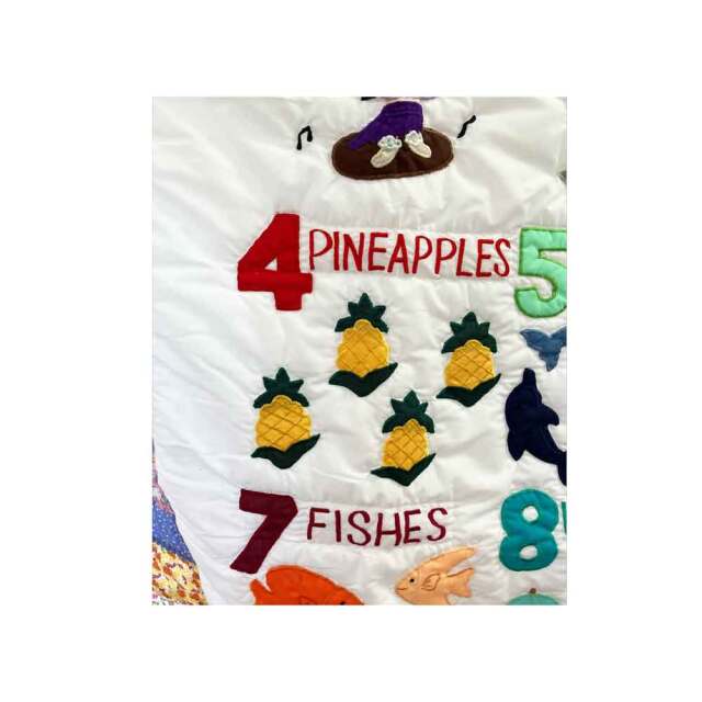 ハワイアンキルト ベビーブランケット 数字 ナンバー柄 パッチワーク風 マルチ