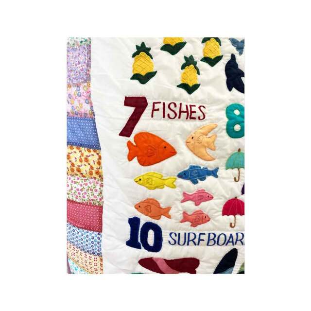 ハワイアンキルト ベビーブランケット 数字 ナンバー柄 パッチワーク風 マルチ