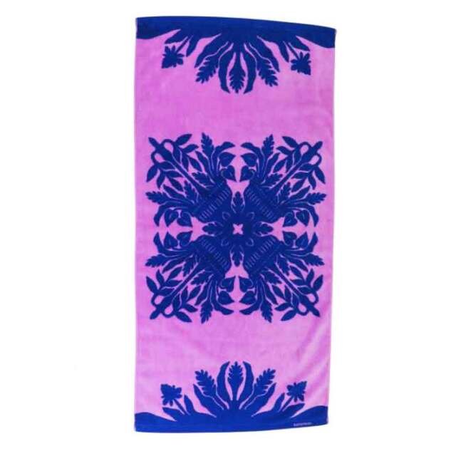 キャシーマム ハワイアンキルト柄 バスタオル ヘリコニア ピンク