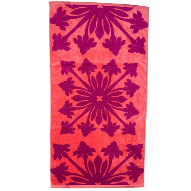 キャシーマム ハワイアンキルト柄 バスタオル トーチジンジャー オレンジ