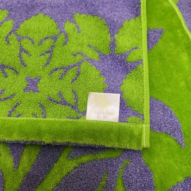 キャシーマム ハワイアンキルト柄 バスタオル ヘリコニア グリーン