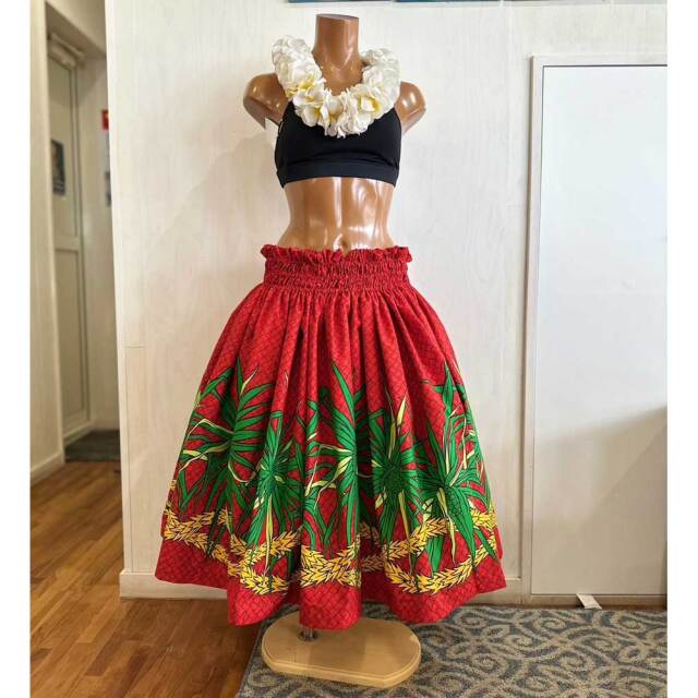 パウスカートシングル大人用  レッド ハラレイ ラウハラ 3本ゴム 73cm4ヤード使用