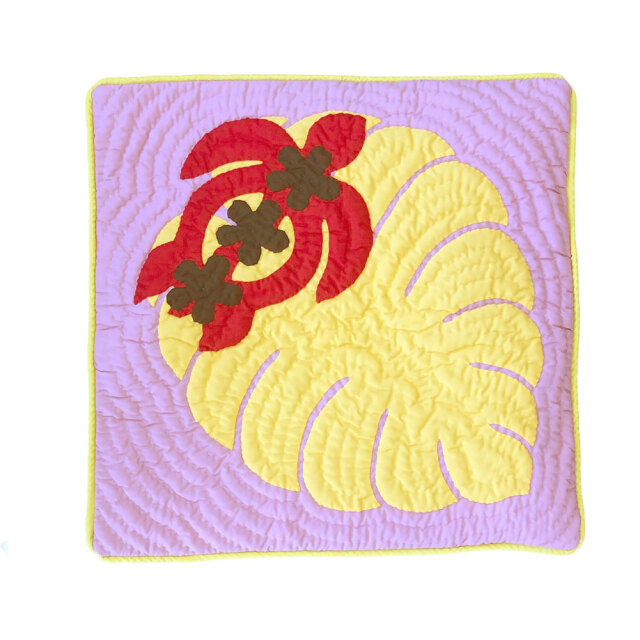 Hawaiian quilt ハワイアンキルト クッションカバー ピンクホヌ柄 45cm×45cm インテリア カバー