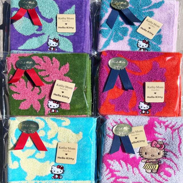 ハンドタオル 1枚 個別包装 水色 グレー ハローキティー キャシーマム