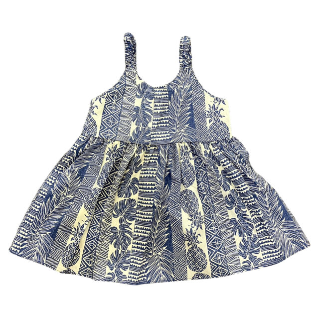 子供服ハワイアン ワンピース ブルー パイナップル