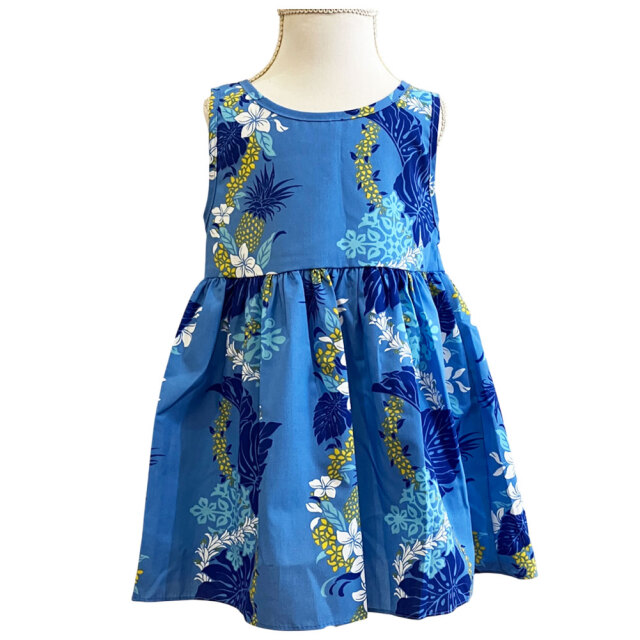 子供服ハワイアン ワンピース ピンク ブルー 2カラー
