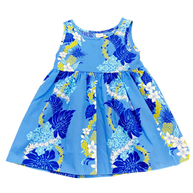 子供服ハワイアン ワンピース ピンク ブルー 2カラー