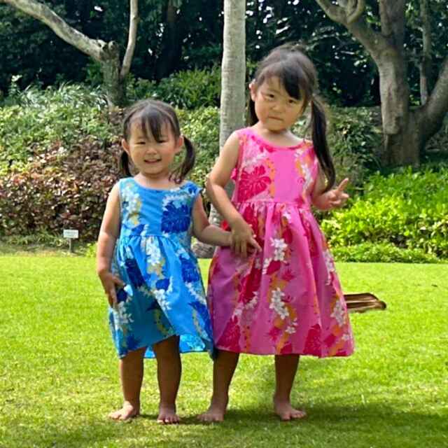 子供服ハワイアン ワンピース ピンク ブルー 2カラー