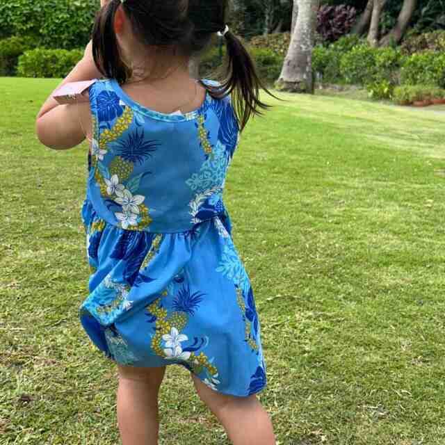 子供服ハワイアン ワンピース ピンク ブルー 2カラー