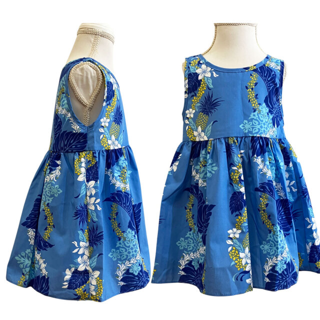 子供服ハワイアン ワンピース ピンク ブルー 2カラー