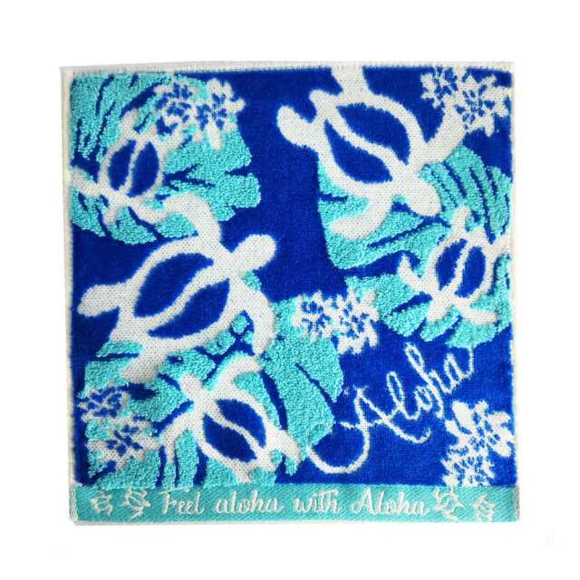 マエマエハンドタオル ハンカチ タオル 1枚 ブルー ホヌ 青 水色 カメ