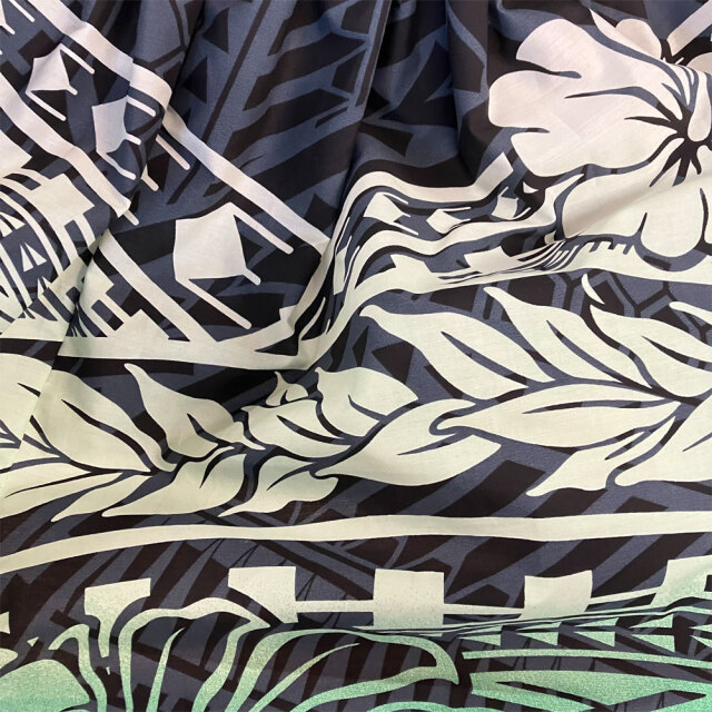 パウスカートシングル大人用 ブラックグリーン ハイビスカス モンステラ