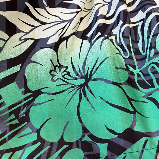 パウスカートシングル大人用 ブラックグリーン ハイビスカス モンステラ