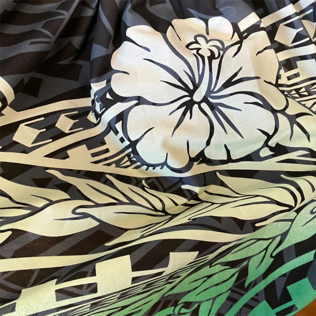 パウスカートシングル大人用 ブラックグリーン ハイビスカス モンステラ