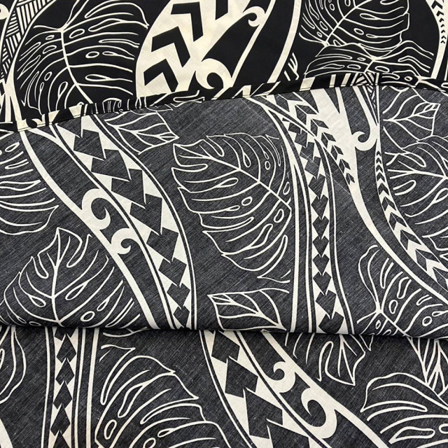 ハワイアン ワンピース 3way ブラック モンステラ カパ タパ