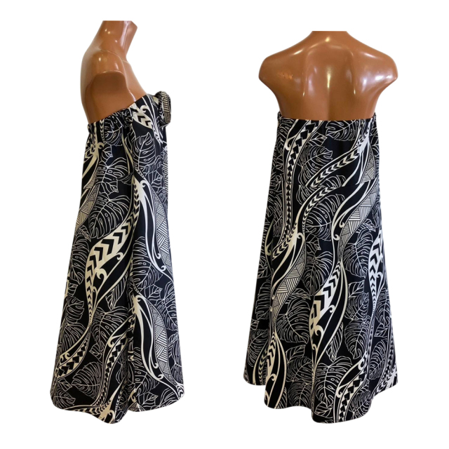 ハワイアン ワンピース 3way ブラック モンステラ カパ タパ