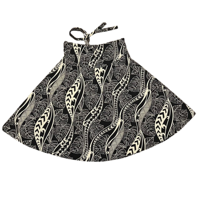 ハワイアン ワンピース 3way ブラック モンステラ カパ タパ