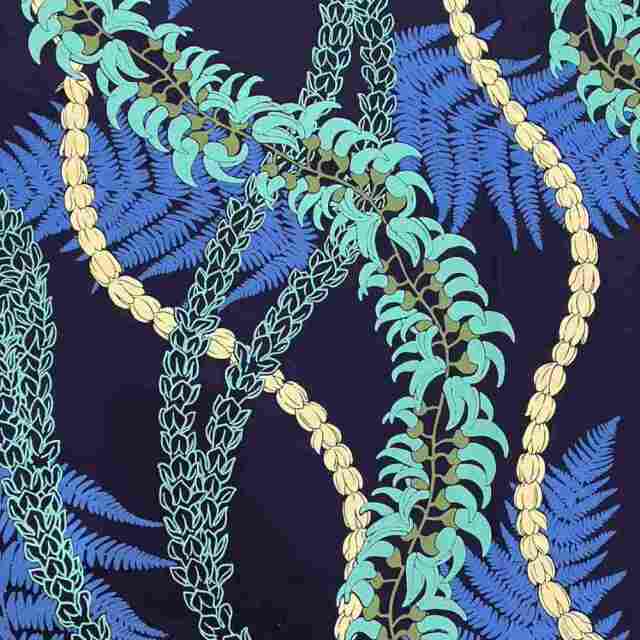 ハワイアン ワンピース スリーウェイ 3way ブルー シダ レイ柄