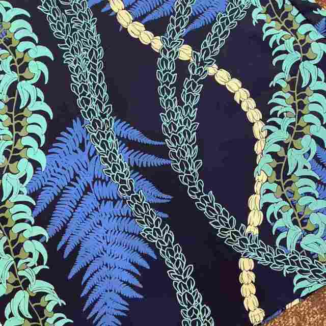 ハワイアン ワンピース スリーウェイ 3way ブルー シダ レイ柄