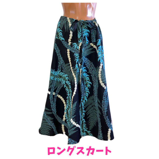 ハワイアン ワンピース 3way ネイビー シダ レイ柄