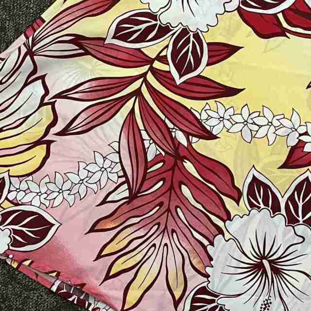 ハワイアン ワンピース 3way イエロー レッド モンステラ・ハイビスカス柄