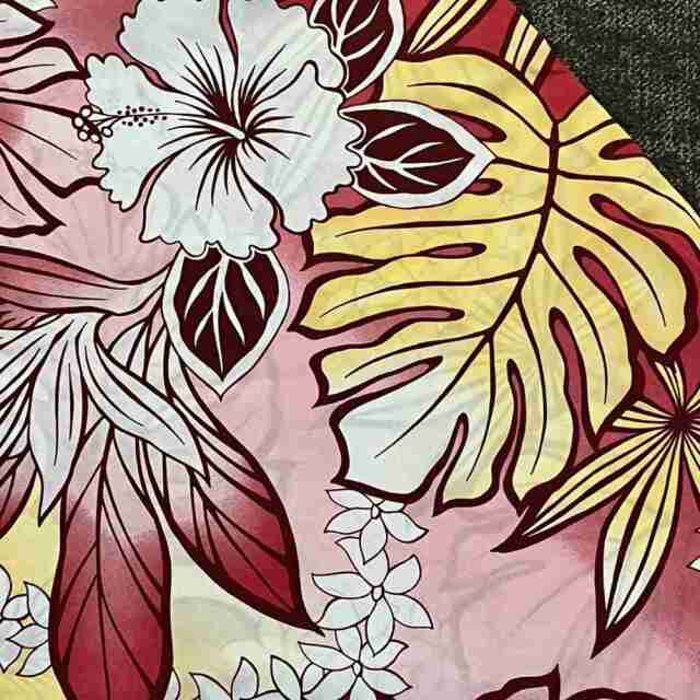 ハワイアン ワンピース 3way イエロー レッド モンステラ・ハイビスカス柄