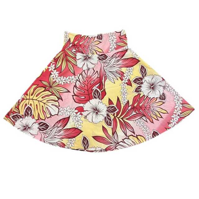 ハワイアン ワンピース 3way イエロー レッド モンステラ・ハイビスカス柄