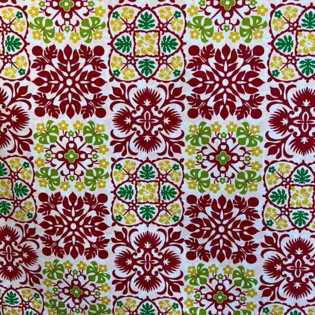 ◇ハワイアンキルト◇パウスカート 白に、茶色のハワイアンキルト柄のパウスカート【HANA ALOHA】白