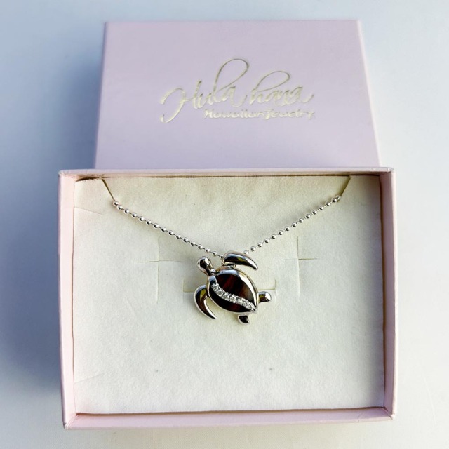 ハワイアンジュエリー ペンダント 海亀ヘッド ネックレス ホヌ シルバーボールチェーン付き