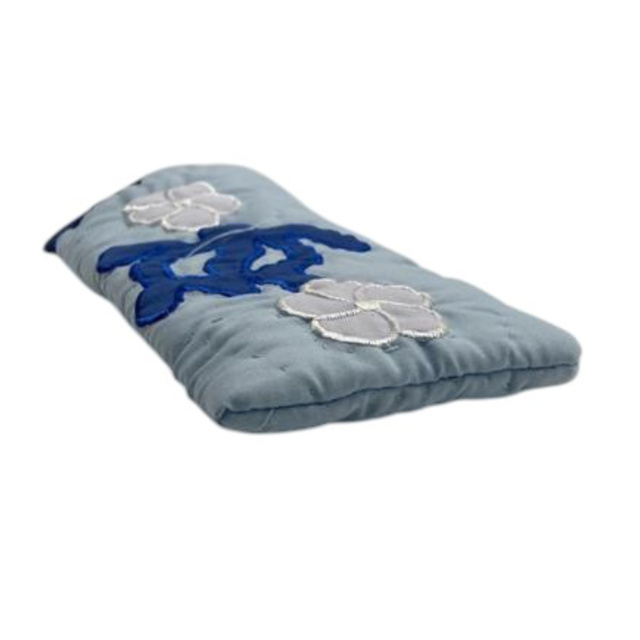 ハワイアンキルト メガネケース サングラスケース ホヌ プルメリア ライトブルー