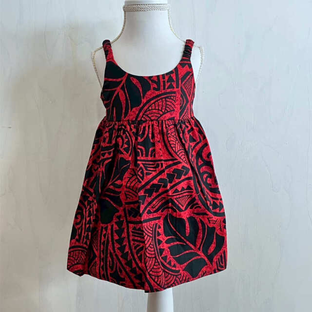 子供服ハワイアン キッズワンピース モンステラ カパ タパ