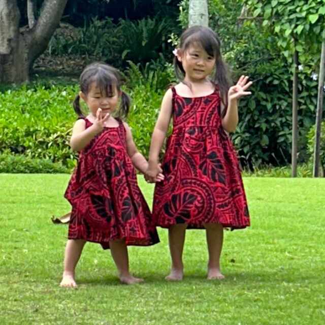 子供服ハワイアン キッズワンピース モンステラ カパ タパ