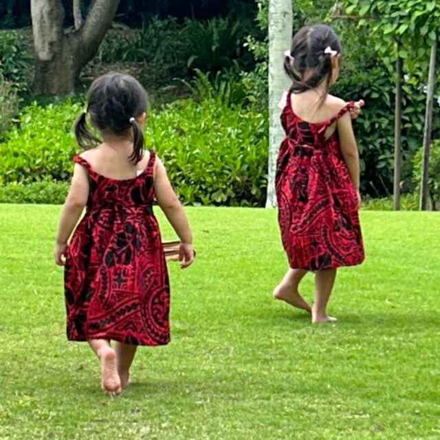 子供服ハワイアン キッズワンピース モンステラ カパ タパ