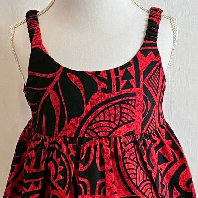 子供服ハワイアン キッズワンピース モンステラ カパ タパ